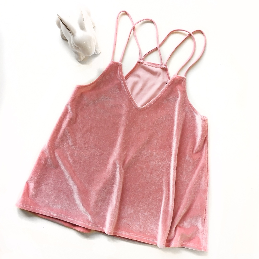Velvet V-Neck Strappy Tank Size Small